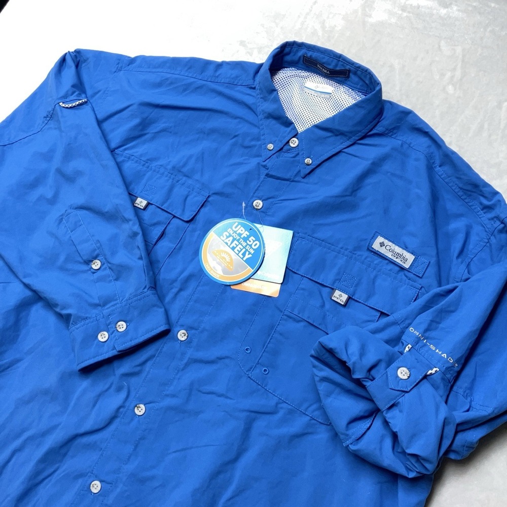 NWT Columbia PFG Bahama II Long Sleeve Shirt Mens 2XL UPF 50 Fishing Roll Tab